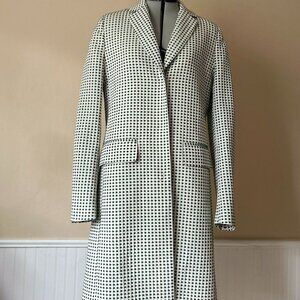 Kira Plastinina Single-Breasted Overcoat | Green Dots on White Trench | Medium